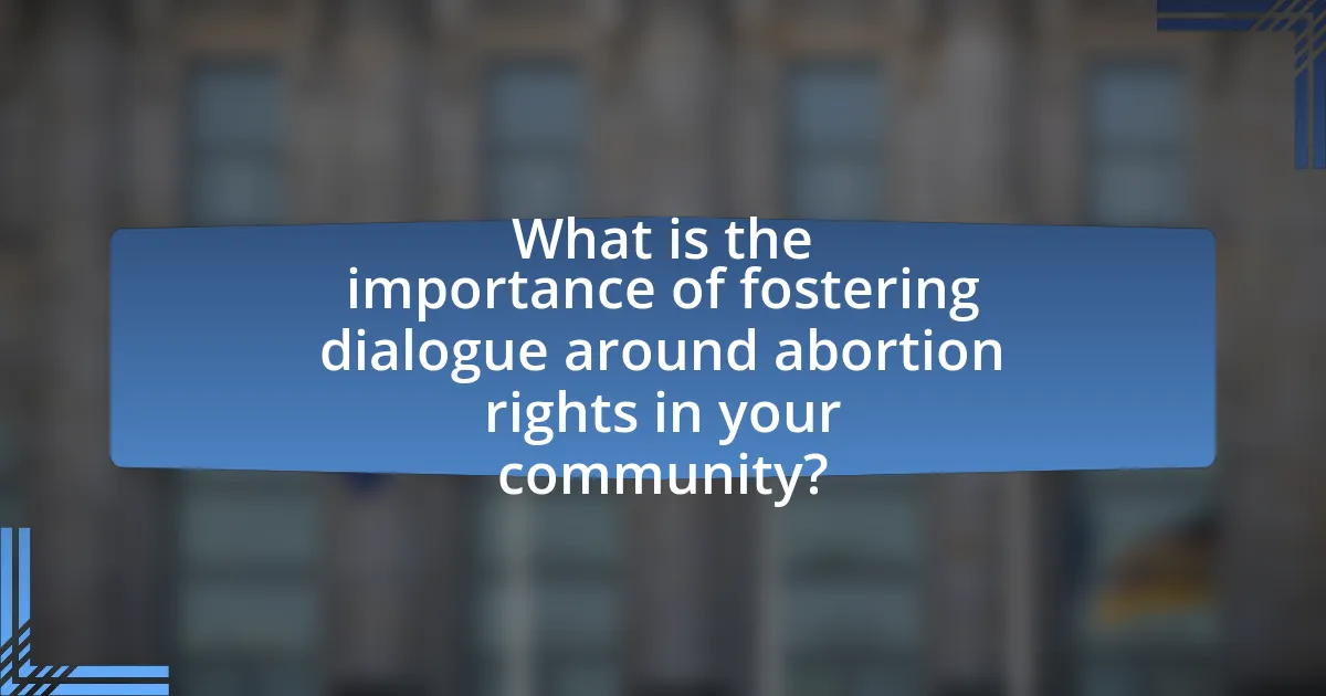 What is the importance of fostering dialogue around abortion rights in your community?